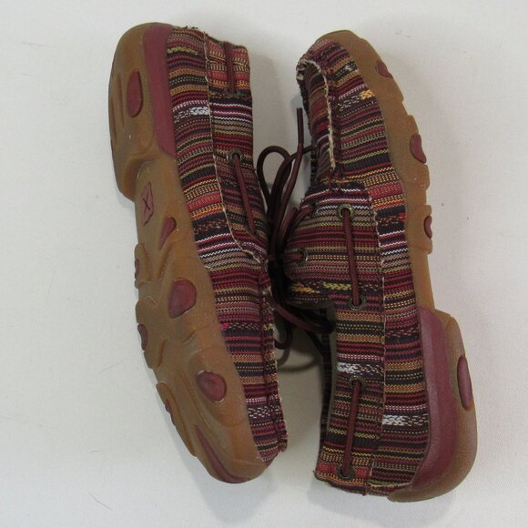 Twisted X Boots Red/Multi Women's Boat Shoes Driving Mocs D Toe Size 7 - Picture 7 of 11
